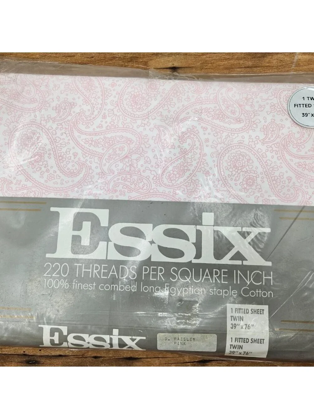 New Essix Pink Paisley Twin Size Fitted Sheet Egyptian Cotton